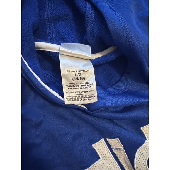 Adidas Kid’s Active Fleece Pullover Hoodie Royal Blue/White Medium - Picture 3 of 5